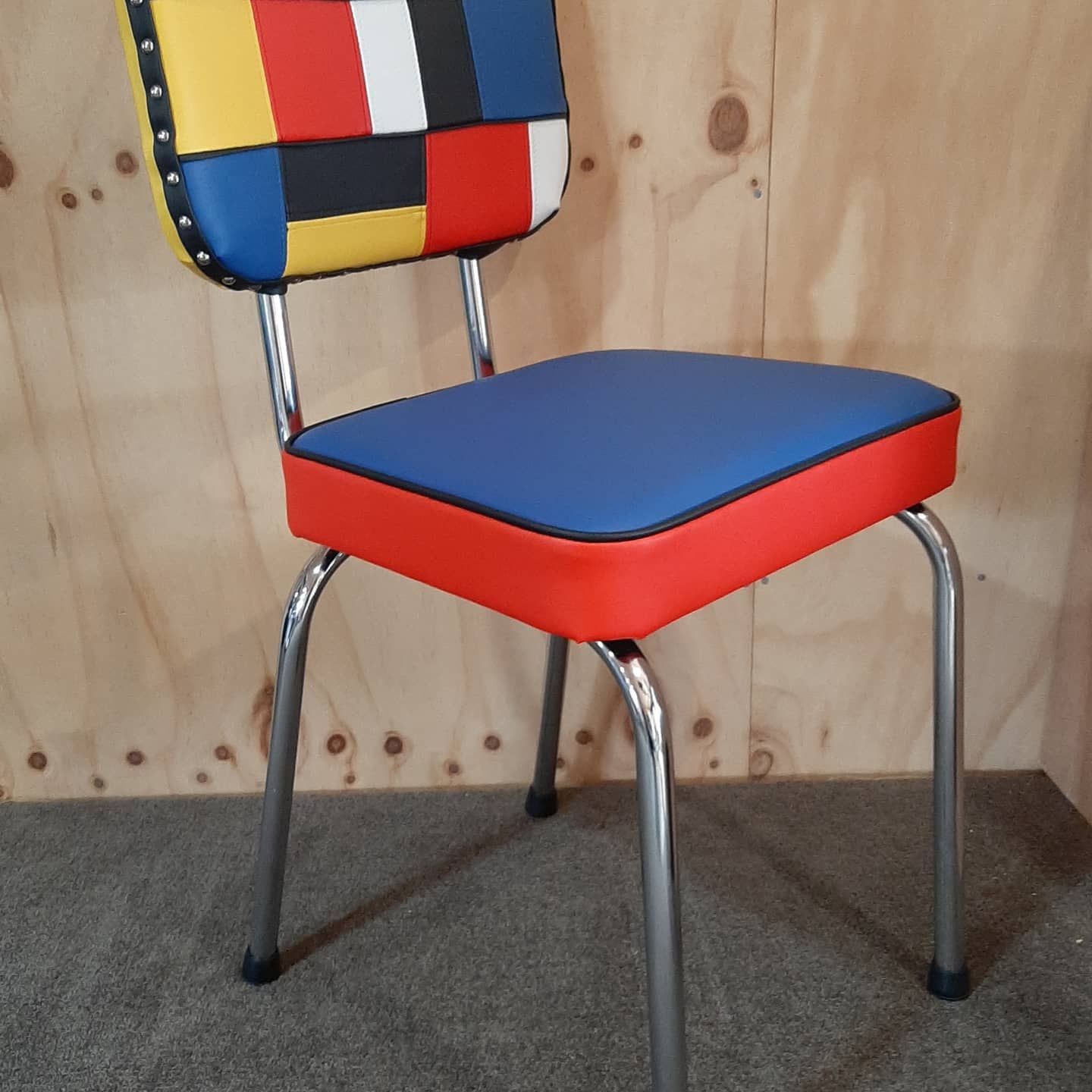 Set of Piet Mondrian inspired Retro Kitchen Chairs