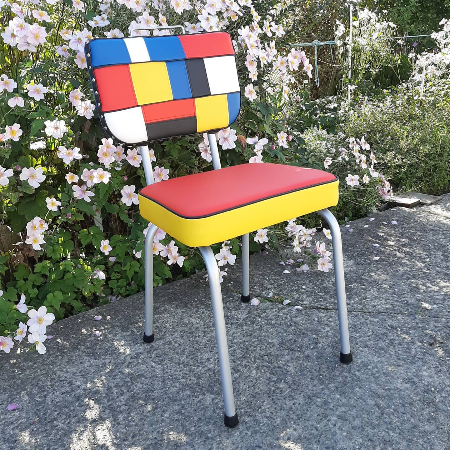 Set of Piet Mondrian inspired Retro Kitchen Chairs