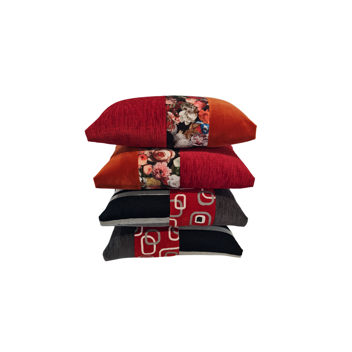 NZ Made unique fabrics mixed together creating funky cushions