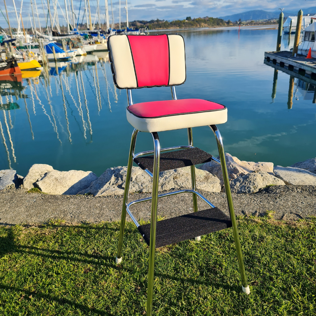 Unique Retro Step Stool - Seat - (Licorice All Sorts inspired)