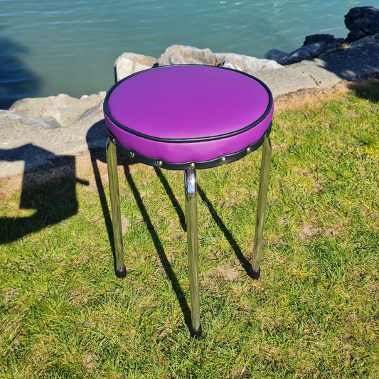 Retro Chrome Stool - Seat Purple