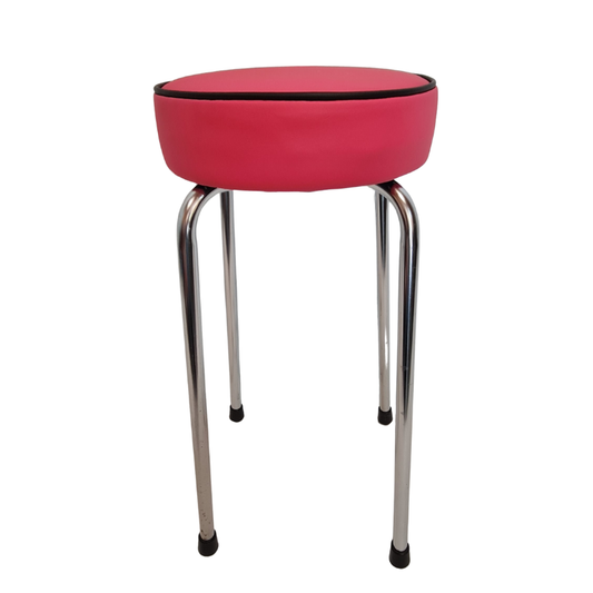 Retro Chrome Stool - Seat Hot Pink