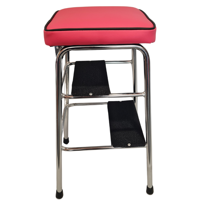 Retro Chrome Step Stool - Seat- Hot Pink