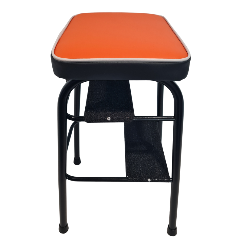 Retro Painted Step Stool - Seat Black