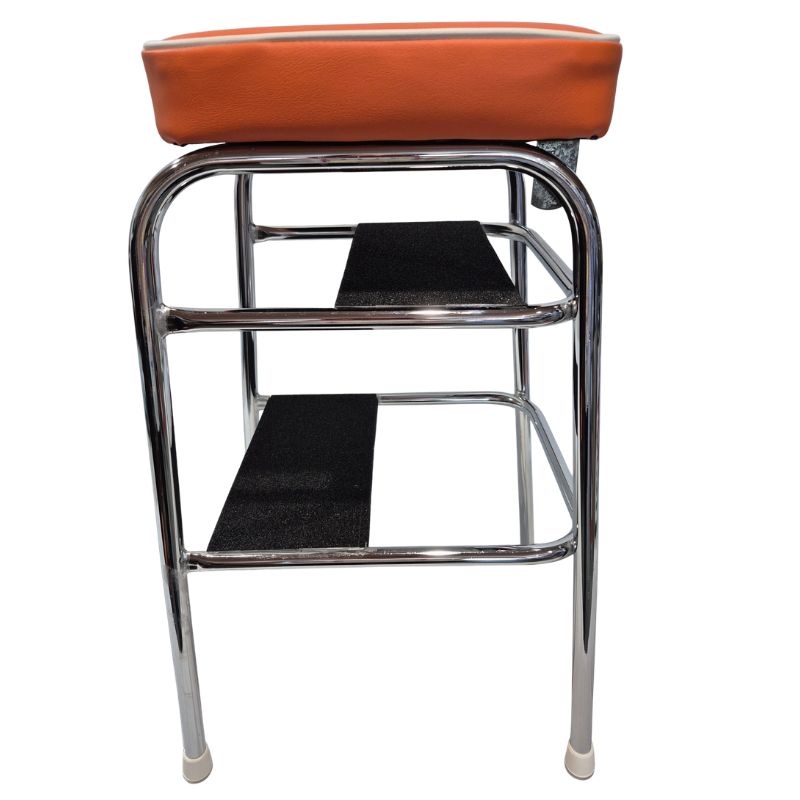 1960s Retro Chrome Step Stool – Orange