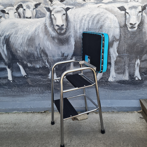 Retro Chrome Step Stool - Seat Blue