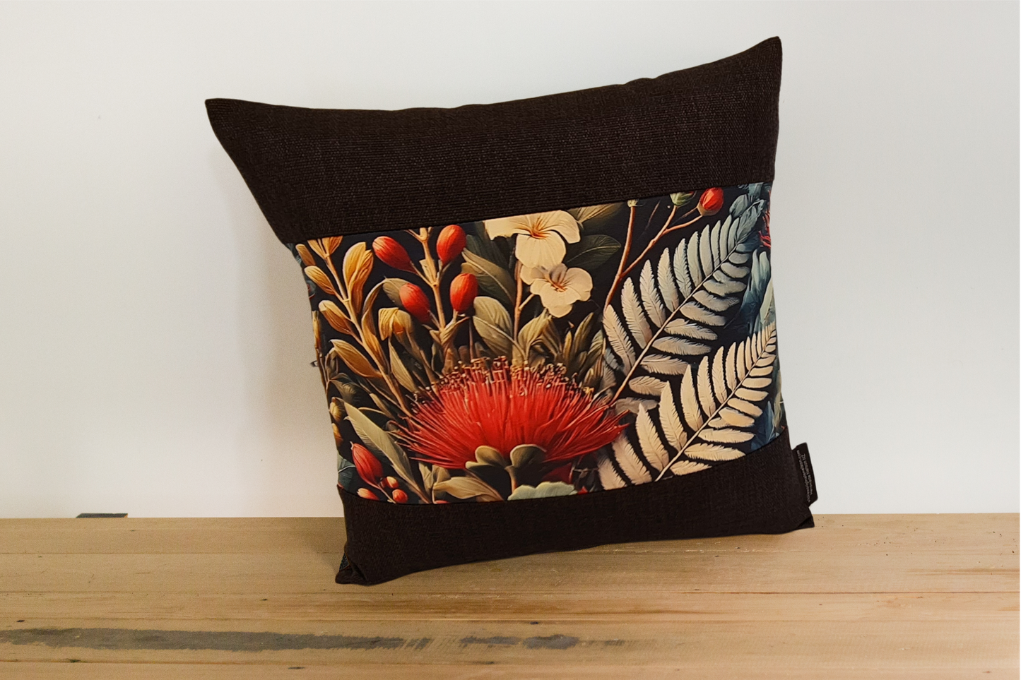 Pohutukawa Cushion Cover - Ebony Border