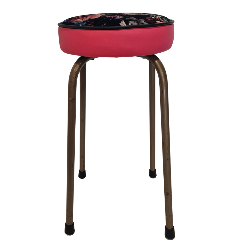 Retro painted Stool - Seat Flowerbomb