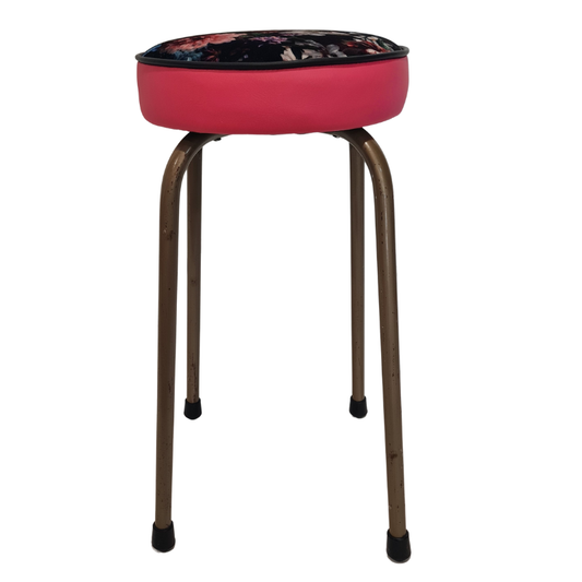 Retro painted Stool - Seat Flowerbomb