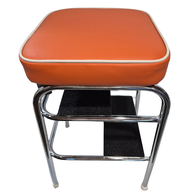 1960s Retro Chrome Step Stool – Orange