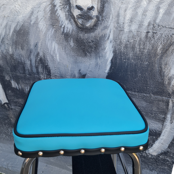 Retro Chrome Step Stool - Seat Blue