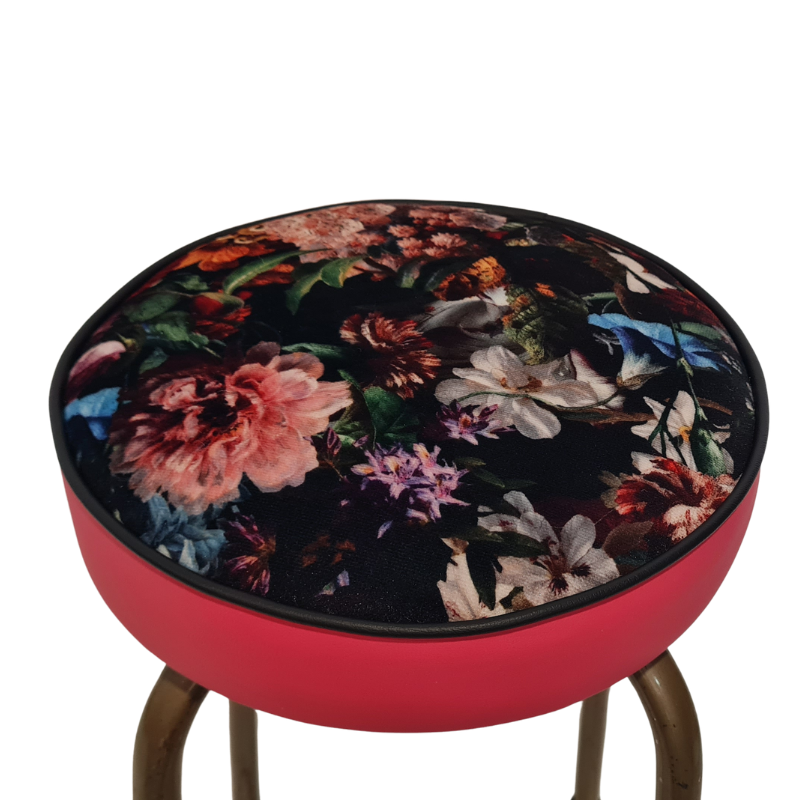 Retro painted Stool - Seat Flowerbomb