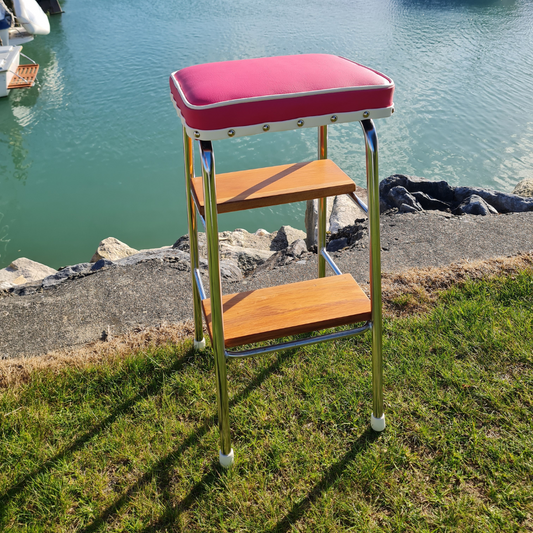 Retro Chrome Step Stool - Seat