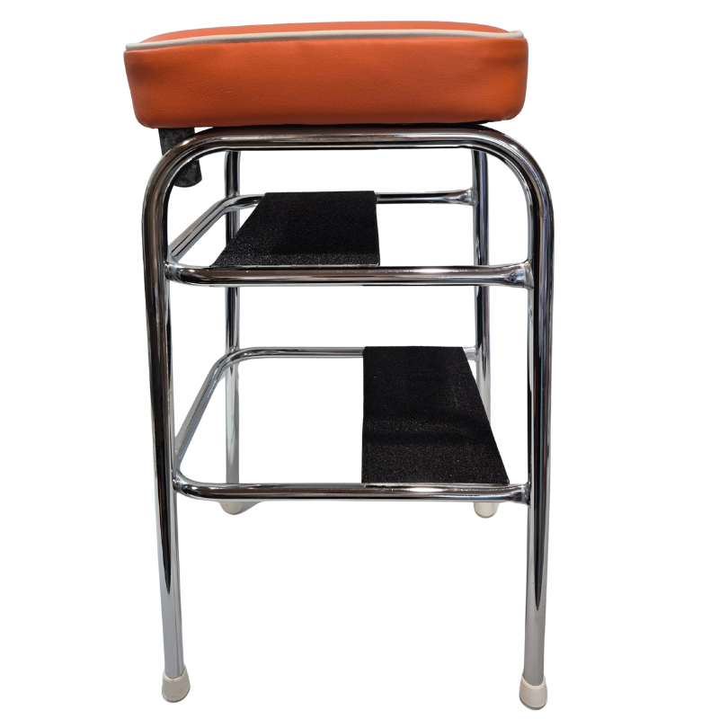1960s Retro Chrome Step Stool – Orange