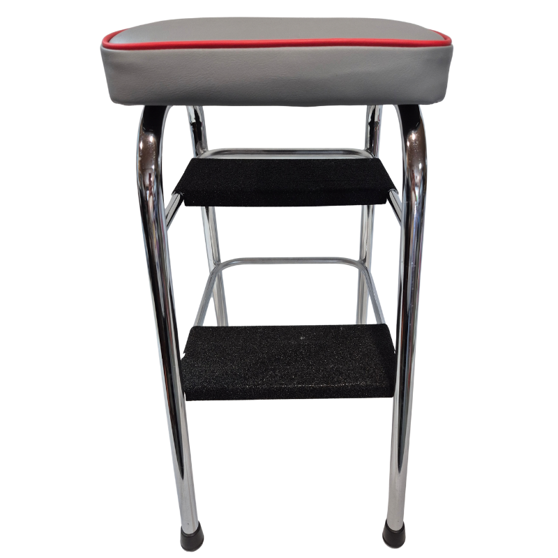 1960s Retro Chrome Step Stool – Grey