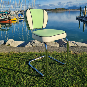 Pastel green Chrome Chair "Licorice All Sorts inspired"