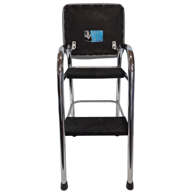 1960s Retro Chrome Step Stool – Grey