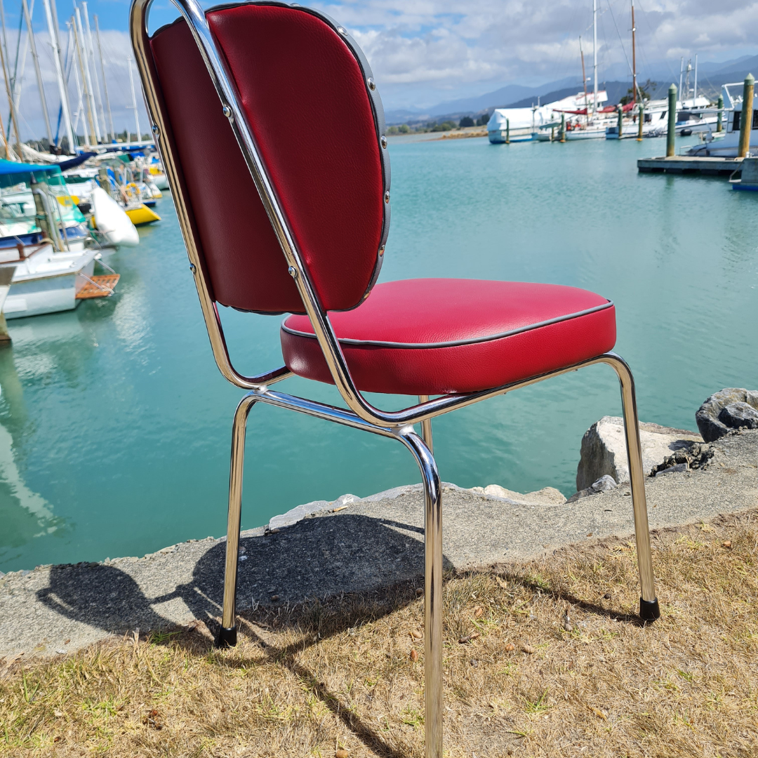Hydrangea Chrome Chairs "Set of 4" Burgundy