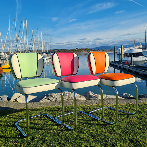 Pastel green Chrome Chair "Licorice All Sorts inspired"