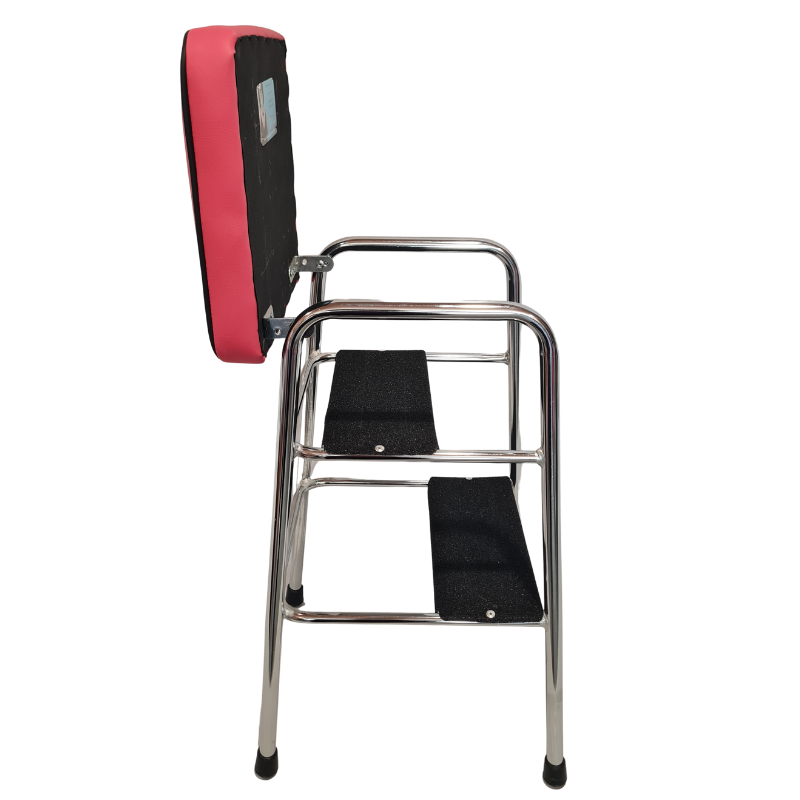 Retro Chrome Step Stool - Seat- Hot Pink
