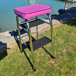 Retro Chrome Step Stool - Seat Purple