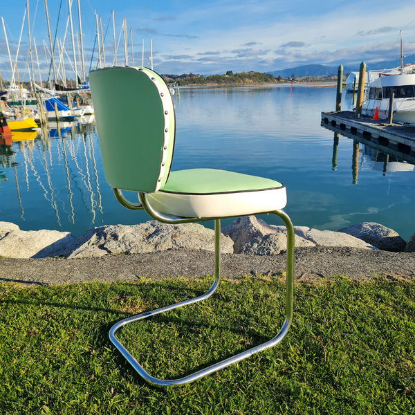 Pastel green Chrome Chair "Licorice All Sorts inspired"