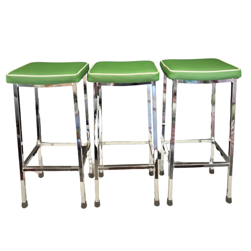 Upcycled Chrome Barstools – Set of 3