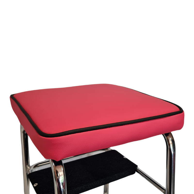 Retro Chrome Step Stool - Seat- Hot Pink