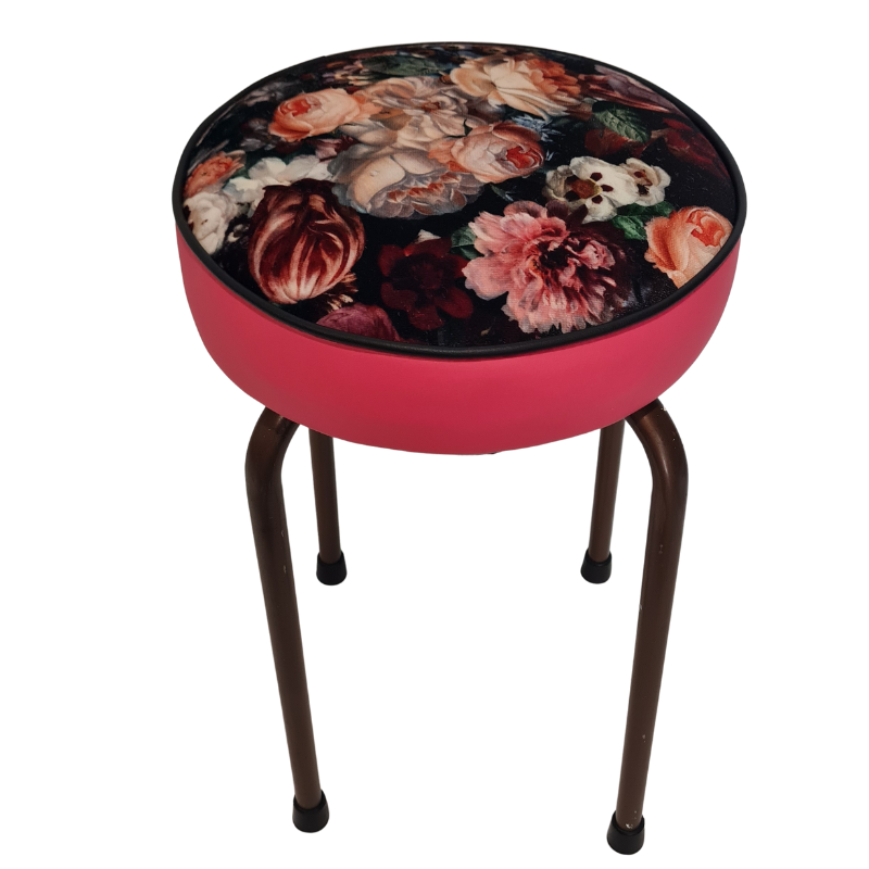 Retro painted Stool - Seat Flowerbomb