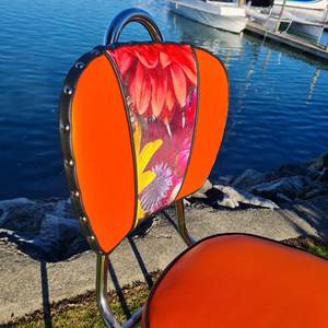 Orange Chrome Chair "Velvet Floral"