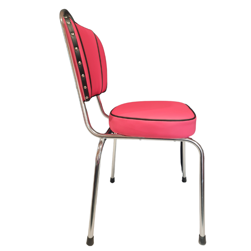 Restored Vintage Chrome Kitchen Chairs - Set of 4 - Pink & Black