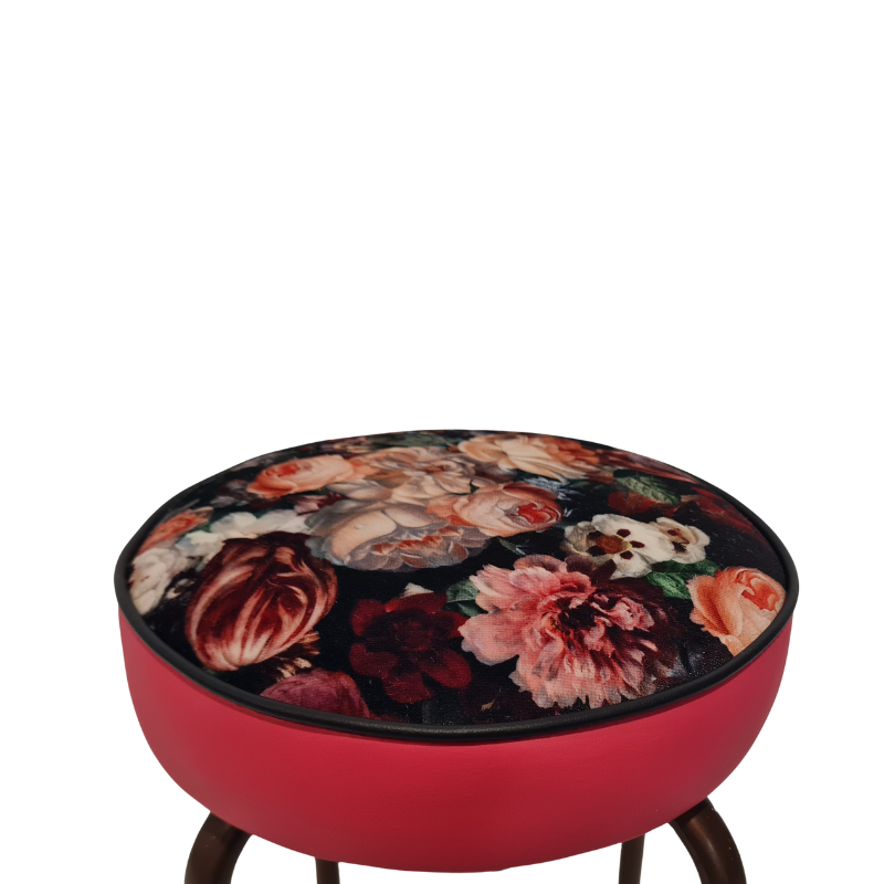 Retro painted Stool - Seat Flowerbomb