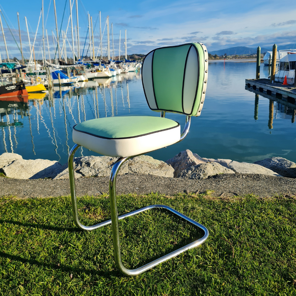 Pastel green Chrome Chair "Licorice All Sorts inspired"