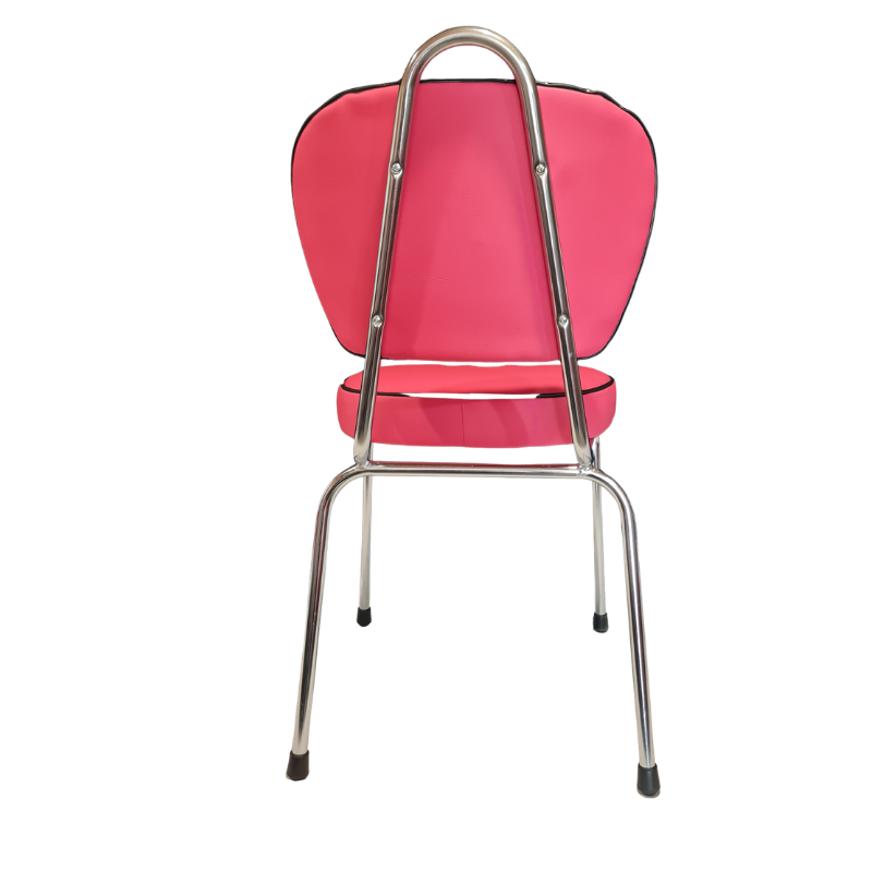 Restored Vintage Chrome Kitchen Chairs - Set of 4 - Pink & Black