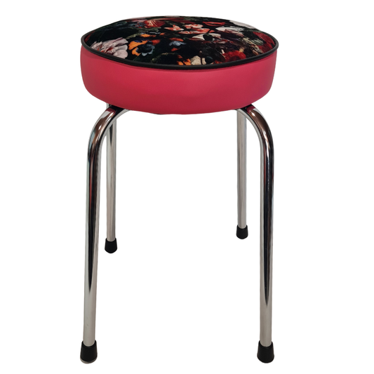 Retro Chrome Stool - Seat Flowerbomb