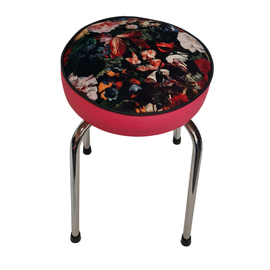 Retro Chrome Stool - Seat Flowerbomb
