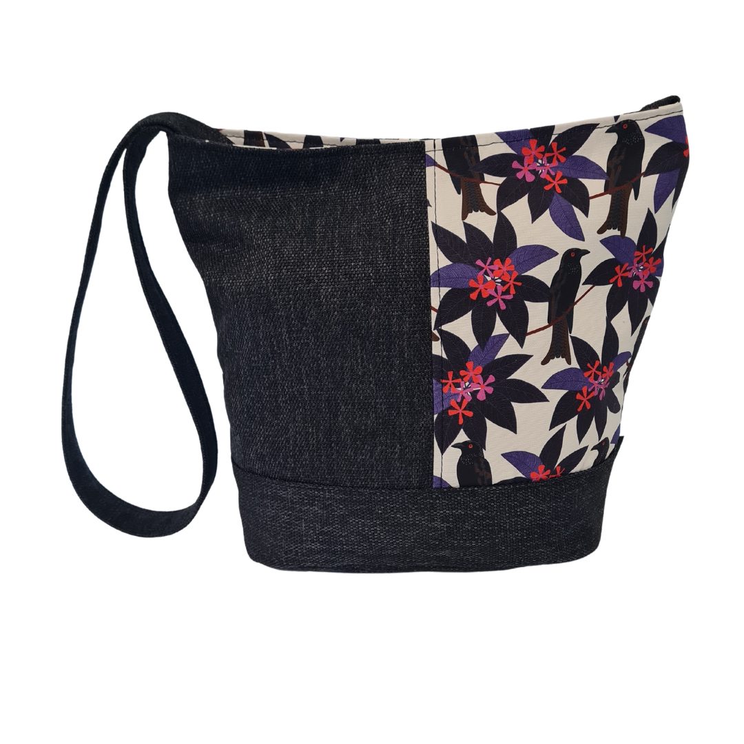 Bucket bag - Raven & Floral - Ebony - Shoulder Bag