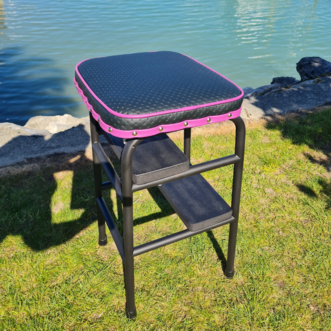 Retro Painted Step Stool - Seat Black