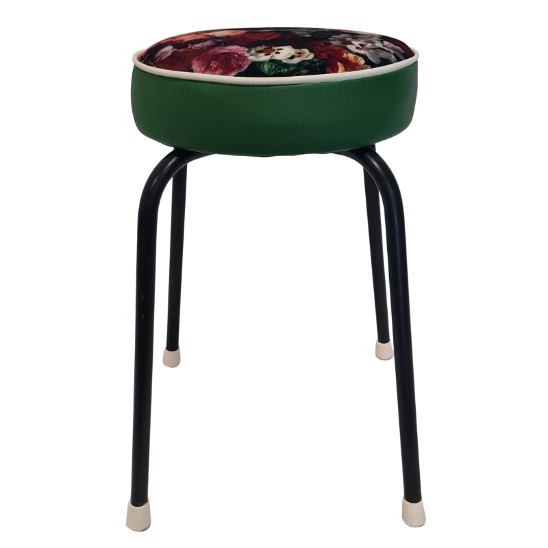 Retro painted Stool - Seat Flowerbomb