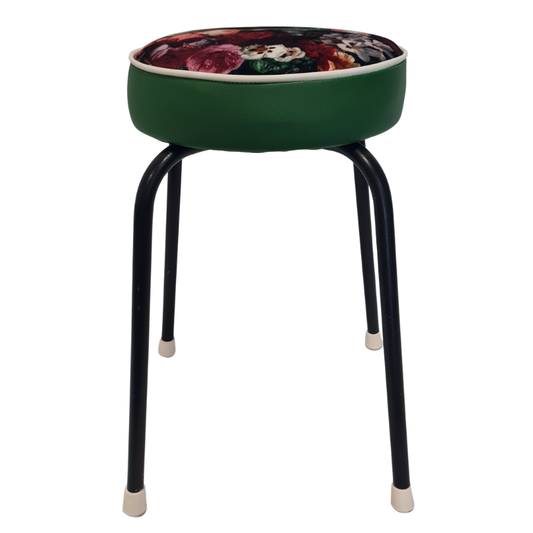 Retro painted Stool - Seat Flowerbomb