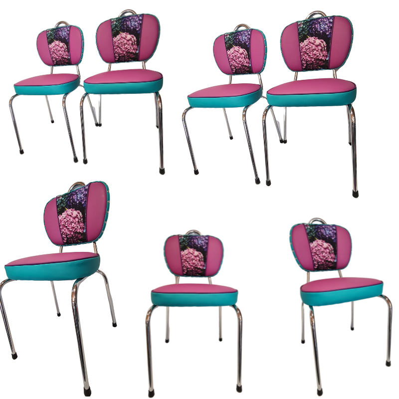 Hydrangea Chrome Chairs "Set of 4"