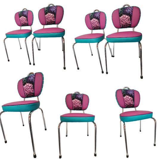 Hydrangea Chrome Chairs "Set of 4"