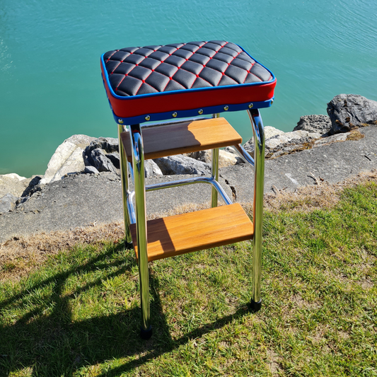 Retro Chrome Step Stool - Seat
