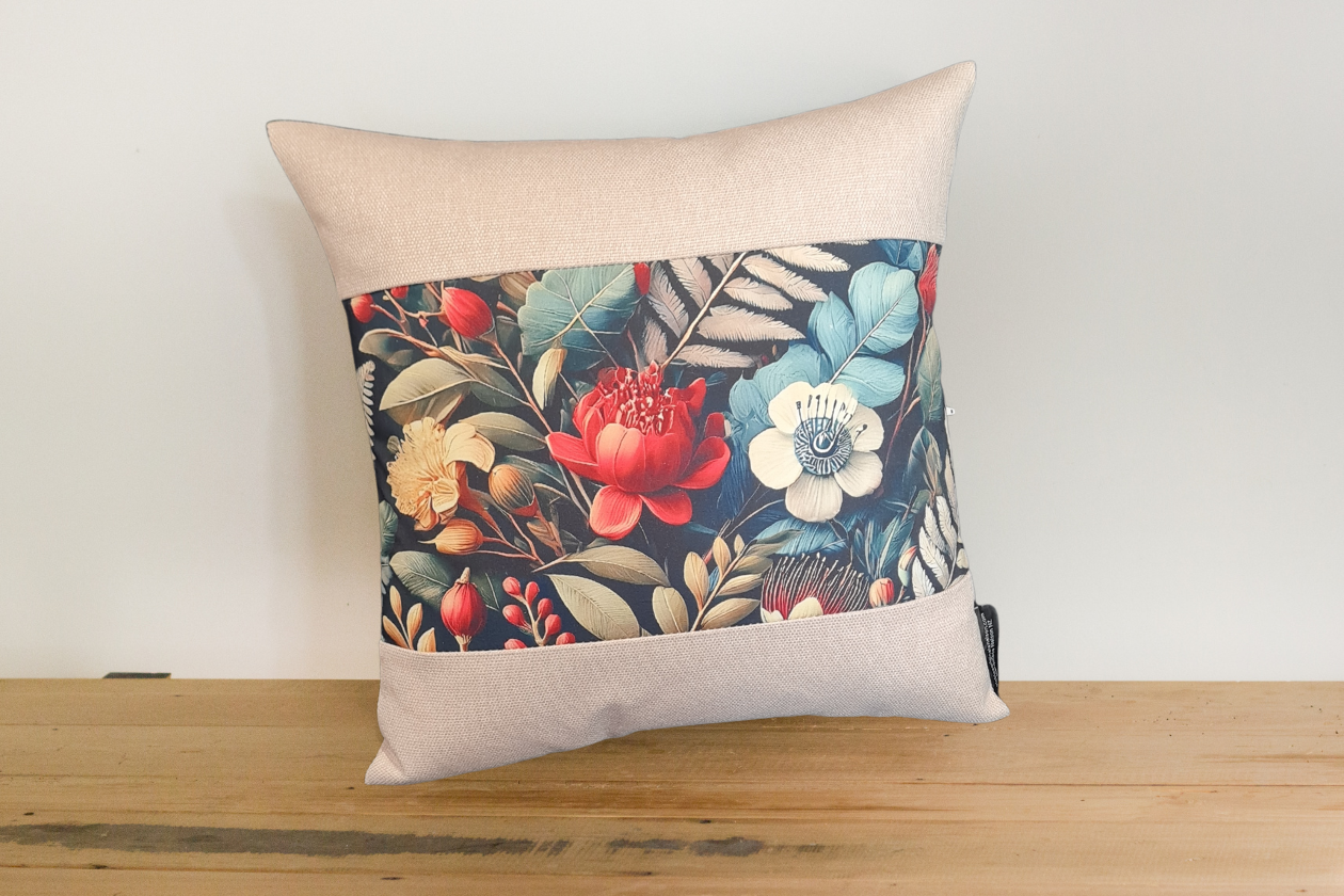 Botanical Cushion Cover - Keylargo Linen Border