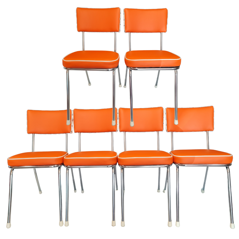 Upcycled 1960s Retro Dining Chairs – One-of-a-Kind Set of 6