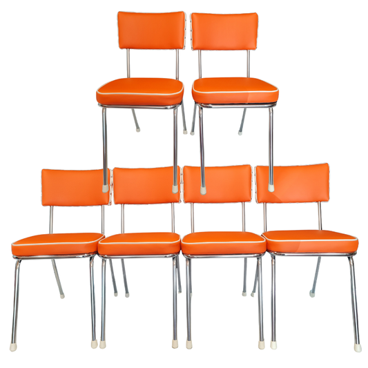 Upcycled 1960s Retro Dining Chairs – One-of-a-Kind Set of 6