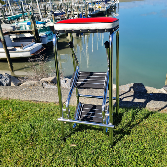 Retro Chrome Step Stool - Seat