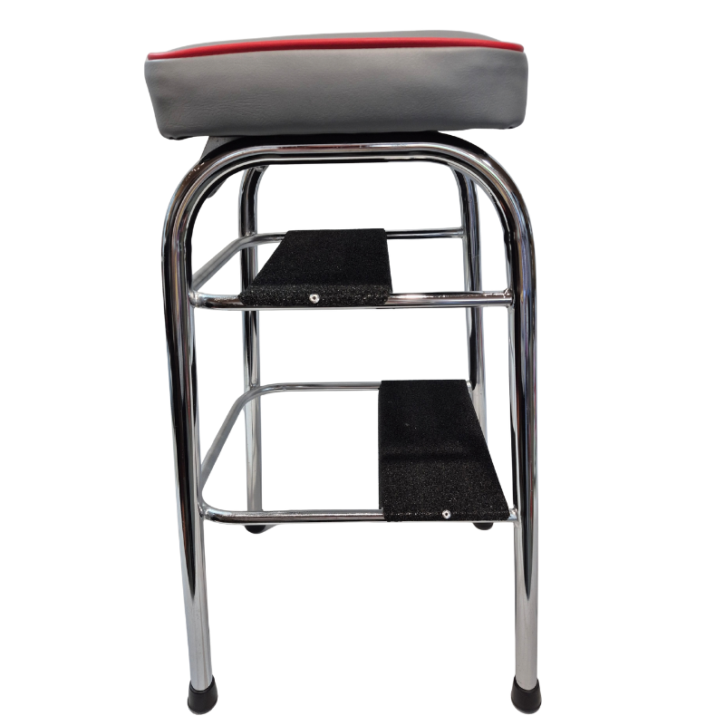 1960s Retro Chrome Step Stool – Grey