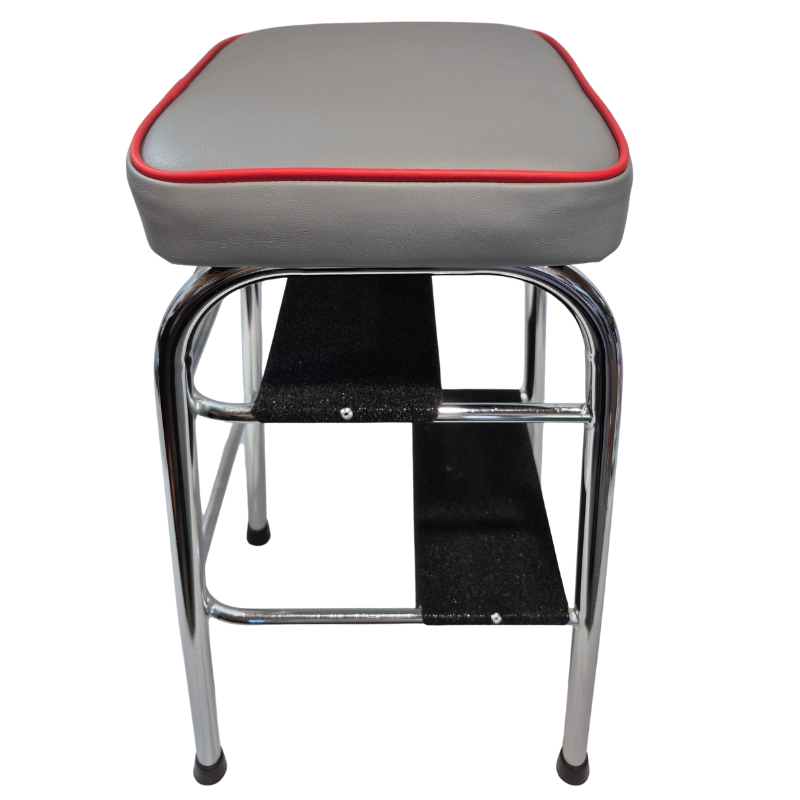 1960s Retro Chrome Step Stool – Grey