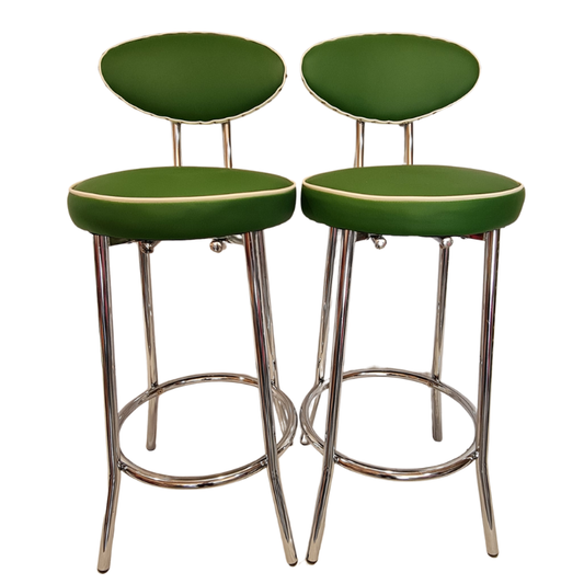 Unique Barstools with backs - Pair - Green
